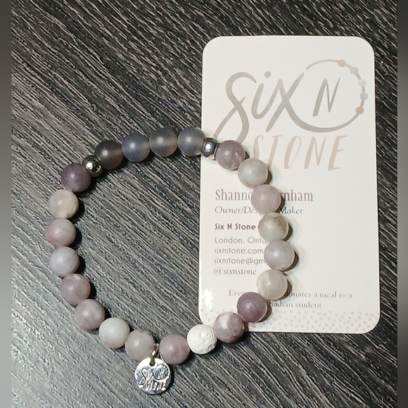 Amethyst & Natural Stone Beaded Bracelet - Designer Six N Stone - Picture 10 of 13